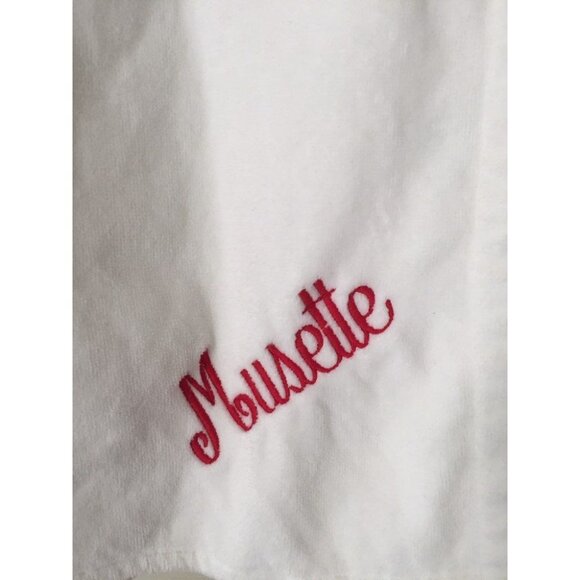 Musette Personalized  Hotel & Spa Cotton Terry White Women' Spa and Shower Towel - Picture 2 of 6